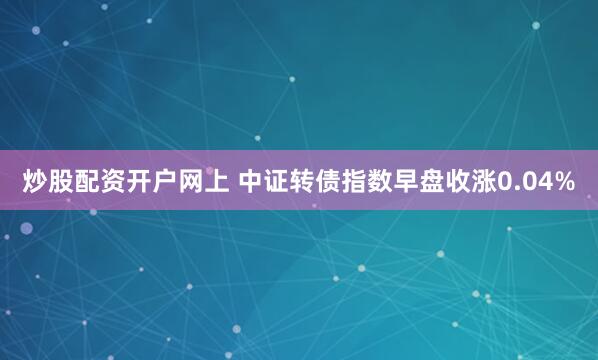 炒股配资开户网上 中证转债指数早盘收涨0.04%