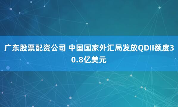 广东股票配资公司 中国国家外汇局发放QDII额度30.8亿美元